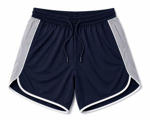 Shorts de sport pour hommes à séchage rapide, taille mi-haute, avec cordon de serrage, style décontracté, couleur unie, design à rayures latérales, en toile écologique - Product Image 3