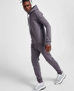 Chándal liso de lana ajustado con logotipo personalizado, chándal para hombre con capucha, conjunto de pantalones para correr, chándales de algodón transpirable de poliéster - Product Image 2