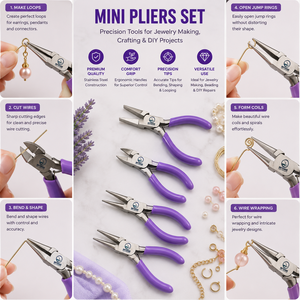 Juego Profesional de 4 Pinzas para Joyería, Mini Pinzas de Acero Inoxidable para Abalorios y Alambre, Herramientas de Precisión para Manualidades - Product Image 3