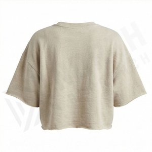 เสื้อครอปท็อปผ้าฝ้ายสีพื้นแบบกำหนดเองสำหรับผู้หญิง แฟชั่นคอกลม สตรีทแวร์ ฟิตเนส ออกกำลังกาย เสื้อยืดแอคทีฟแวร์ - Product Image 2