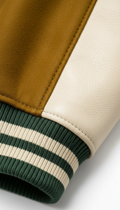 Style Urbain Américain Manches en Cuir Lettres en Chenille Style Urbain Tendance Université Professionnelle - Product Image 5