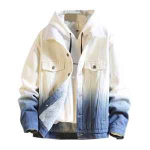 Wholesale Custom Coated Breathable Eco-Friendly Windproof Denim Jackets Men Stand Collar Front Logo Winter Fashion Street Wear - Product Image 1