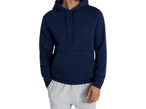 Men's Hooded Sweatshirt Solid Color Fleece Casual Autumn Wear Breathable 100% Cotton Blue Hoodies <b>Set</b> - Product Image 4
