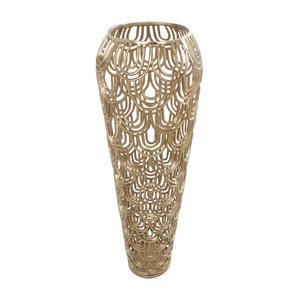 Vase de table haut en métal craquelé transparent minimaliste, support décoratif pour fleurs, accent d'intérieur, prêt à l'emploi, moderne et élégant - Product Image 3