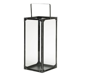 Lanterne décorative moderne en métal et verre, finition noir mat, pièce maîtresse pour mariage, décoration extérieure, faite à la main - Product Image 1