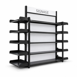 Estantería Metálica de 5 Niveles Newtek Negra para Supermercado, Góndola de Doble Cara, Expositor Independiente, Estantes Personalizables, Diseño Moderno - Product Image 2