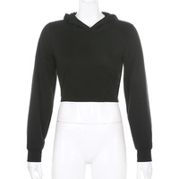 Sweat à capuche court élégant pour femme avec dos en dentelle, en coton doux, pull court d'hiver BASRA SPORTS Letter