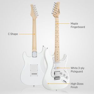 Glarry GST elegante Kit di chitarra elettrica Pickup S-S-H con borsa da 20W AMP cinturino per chitarra bianco - Product Image 5