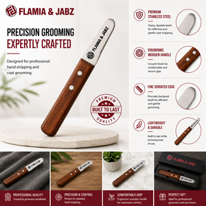 Cuchillo de pelaje Flamia & Jabz para perros, peine de cardado para mascotas terrier, peines de acero inoxidable para zorros, gatos, perros, caballos, peine de madera - Product Image 4