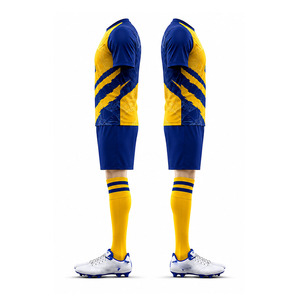 Conjunto de Camiseta de Fútbol Ekin Impex para Hombre, Manga Corta, Azul y Amarillo, Sublimada, Absorbente de Humedad, Uniforme Deportivo - Product Image 2