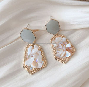 Léger réel presse sèche fleurs boucles d'oreilles goujon goutte dame Floral boucle d'oreille résine bijoux ne m'oublie pas Myosotis Sylvatica femmes - Product Image 6