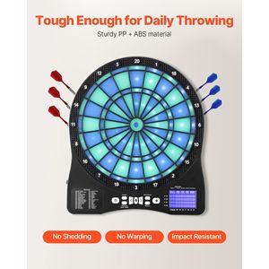 Tablero de Dardos Electrónico Iluminado por LED con 48 Juegos y Más de 500 Variaciones, Incluye 6 Ejes y Plumas para Dardos - Product Image 5