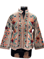 Jaket Varsity Rajasthani Bunga-bunga Beludru Buatan Tangan Hijau Mint Bordir Aari Artisan Bernapas Nyaman untuk Musim Dingin, Semi, dan Gugur Berbahan Katun