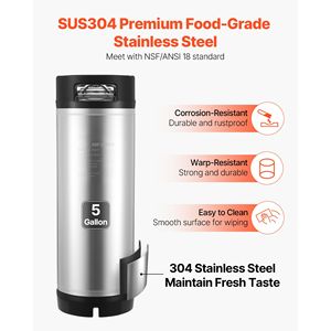 Fusto Corny da 5 Galloni in SUS304 per Cold Brew con Sistema Ball Lock, Doppie Maniglie in Gomma, Fondo Rinforzato, Attrezzatura Mini per la Produzione di Birra - Product Image 2