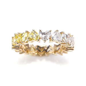 Bague en or jaune pour femme avec diamant taille cœur, couleur fantaisie, bijou de fiançailles classique - Product Image 5
