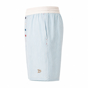 Pantalones Cortos Boxer Aqua Seersucker Personalizados para Hombre, Estilo Relajado Y2K, Ropa Urbana de Verano con Cresta Bordada - Product Image 4