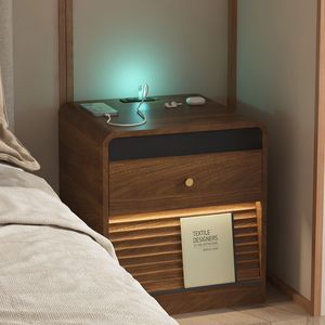 Smart Nightstand with <b>LED</b> Night Light and Charging Station <b>Bedside</b> Storage Cabinet <b>Table</b> with Bed - Product Image 3