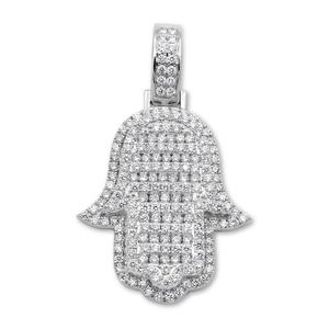 Colgante de Moissanita de Venta Caliente, Joyería con Diseño de Mano de Hamsa Adorable, Colgante con Incrustaciones de Diamantes de Color/Claro FG/VS, Oro de 14k, Joyería al por Mayor - Product Image 2