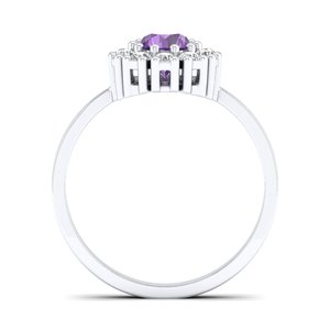 Bague Halo REYES en Argent Sterling 925 avec Moissanite Certifiée GRA et Améthyste Naturelle pour Femme – Bijoux Fins – Grande Vente - Product Image 4