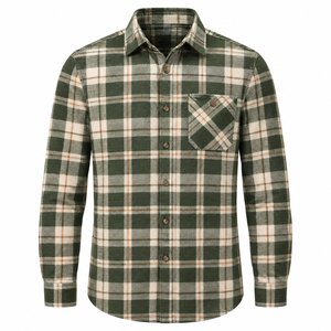 Camisa de franela de algodón para hombre, manga larga, a cuadros, con botones, informal, proveedor mayorista de fábrica, ropa de marca privada - Product Image 3
