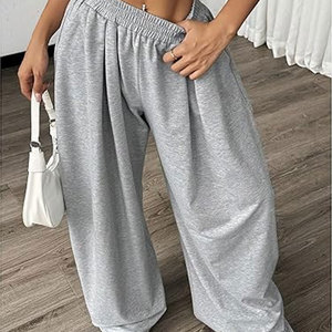 Pantalon de jogging ample taille haute à jambe large avec taille élastique, style oversize, pour femme - Product Image 4