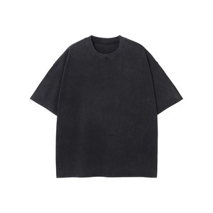 T-shirt formel noir surdimensionné 100 % coton pour homme, à manches courtes, col roulé, en jersey tricoté, écologique, anti-boulochage, couleur unie - Product Image 3