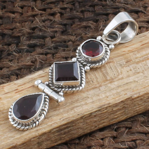 Collar de Plata de Ley 925 con Colgante de Granate Rojo Natural, Hecho a Mano, Piedra de Nacimiento de Enero, Joyería Fina para Mujer, Venta al por Mayor - Product Image 2