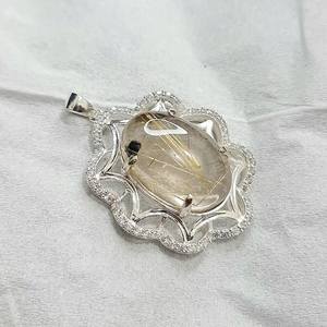 Pendentif en quartz rutilé, alpaga, métaux mélangés, bijoux en cristal naturel faits à la main, cadeau unique pour hommes et femmes - Product Image 2