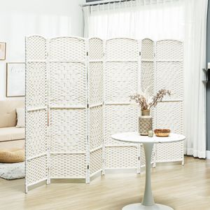 Divisorio Pieghevole Artigianale a 6 Pannelli, Alto 1,8 m, in Legno Bianco, Autoportante, per Privacy in Casa e Ufficio - Product Image 2