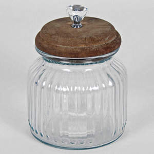 <b>Glass</b> Pantry Storage <b>Jars</b> with Wooden Lids for Dry Ingredients Snacks Cereals Pasta Rice Beans and Kitchen Supplies - Product Image 1