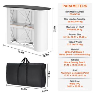 Tavolo Podio Portatile per Fiere Indoor 130 cm x 46,5 cm x 95 cm, Espositore da Banco per Stand Fieristico, Parete Pieghevole - Product Image 3