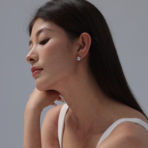 Boucles d'oreilles en argent 925 avec perles d'eau douce naturelles de Zhuji, or 18 carats, perles rondes de 10-11 mm, blanc éclatant - Product Image 4