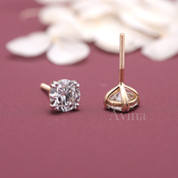 Boucles d'oreilles solitaires en diamant de laboratoire certifié IGI, taille ronde, or rose/jaune/blanc 9 carats