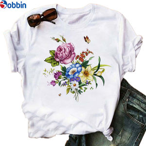 Camiseta Blanca Personalizada con Logotipo para Mujer, Camiseta Sexy de Verano, Camiseta con Estampado Floral para el Día de San Valentín, Estilo para Chicas, Talla Grande - Product Image 5