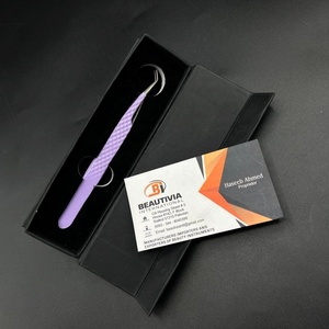 45 Degree Pointed Sustainable Stainless Steel Strong Grip Eyelash Tweezers Purple Powder Coated Custom Logo <b>Lash</b> Extension - Product Image 1