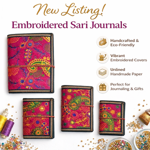Cuadernos de Papel Hechos a Mano con Bordado de Sari, Libretas Artesanales al por Mayor, Papelería Ecológica para Regalo - Product Image 6