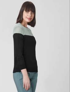 Suéter de Punto con Bloques de Color para Mujer, Cuello Redondo, Manga Larga, Estilo Informal para Otoño, Corte Regular, 100% Acrílico - Product Image 6
