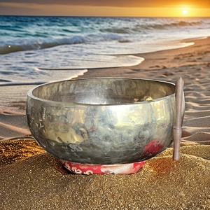 Grand bol de méditation bouddha tibétain martelé à la main sept métal sculpté gravé profond long son imprimé UV cadeaux de guérison spéciaux - Product Image 4