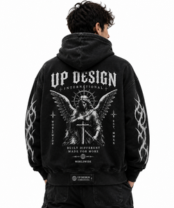 เสื้อฮู้ดดี้ผ้าฝ้ายแท้ 100% ทรงปกติ หนานุ่ม สำหรับฤดูหนาว ผู้ชาย สวมหัว สตรีทแวร์ รับผลิตแบบ OEM ODM จากโรงงาน - Product Image 4