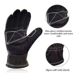 Gants de lutte contre les incendies en cuir pleine fleur renforcé, gants de pompier anti-coupure et anti-choc doublés Kevlar pour intervention en zone forestière - Product Image 6