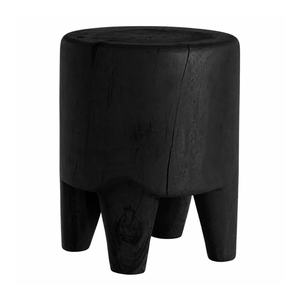 Minimalist <b>Rustic</b> Black <b>Side</b> <b>Table</b> Solid Suar Wood Handcrafted Cylindrical Accent <b>Table</b> Natural Wood Texture Durable - Product Image 2