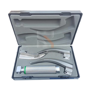 Ensemble orthopédique en fibre optique Macintosh gris en acier inoxydable allemand LED Classe I Garantie 1 an CE par Blush Surgical - Product Image 1