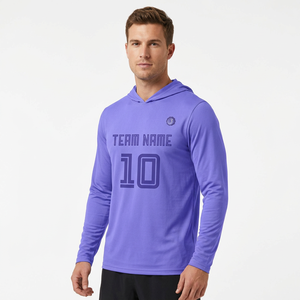 Camiseta de baloncesto morada personalizada – Camiseta de entrenamiento con capucha y manga larga, nombre y número del equipo personalizados - Product Image 1