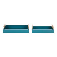 Plateau de service rectangulaire en bois blanc avec poignées métalliques dorées, ensemble de plateaux décoratifs pour l'organisation de la maison, vente en gros usine