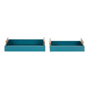 Factory Wholesale White Wooden Serving Tray <b>Set</b> With Gold Metal Handles Rectangular Decorative Tray <b>Set</b> Home Organizer - Product Image 2