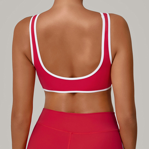 Women's Lightweight Breathable Eco-Friendly Quick Dry Sports <b>Bra</b> Wide <b>Strap</b> Solid Spandex/Nylon Yoga Top Outdoor Fitness Front - Product Image 2