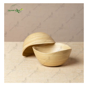 Bols jetables classiques en bambou tressé laqué, fabriqués au Vietnam, écologiques, couleur personnalisée, D20cm X H12cm, Thanh Nam Arts, pour salades et fêtes - Product Image 1