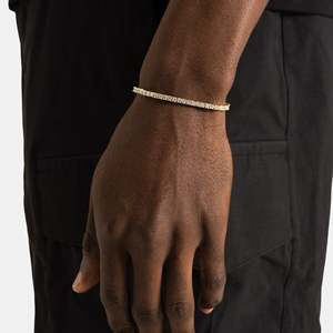 Pulsera de tenis de moissanita VVS chapada en oro de 14K, plata de ley 925, corte redondo, pulsera minimalista de lujo - Product Image 1