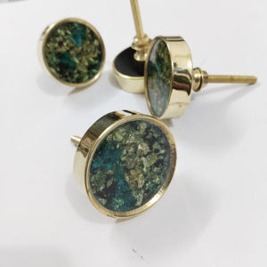 Nouveaux boutons de tiroir en marbre naturel rond en émail à motif de corde avec cadre en laiton pour cuisine et armoire pour armoires et commodes - Product Image 2