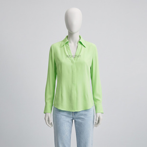 2026 Latest Plus Size Women's Embroidery Button Blouse Customized Cotton Bamboo Fiber Plaid Office Breathable Yarn Dyed - Product Image 1
